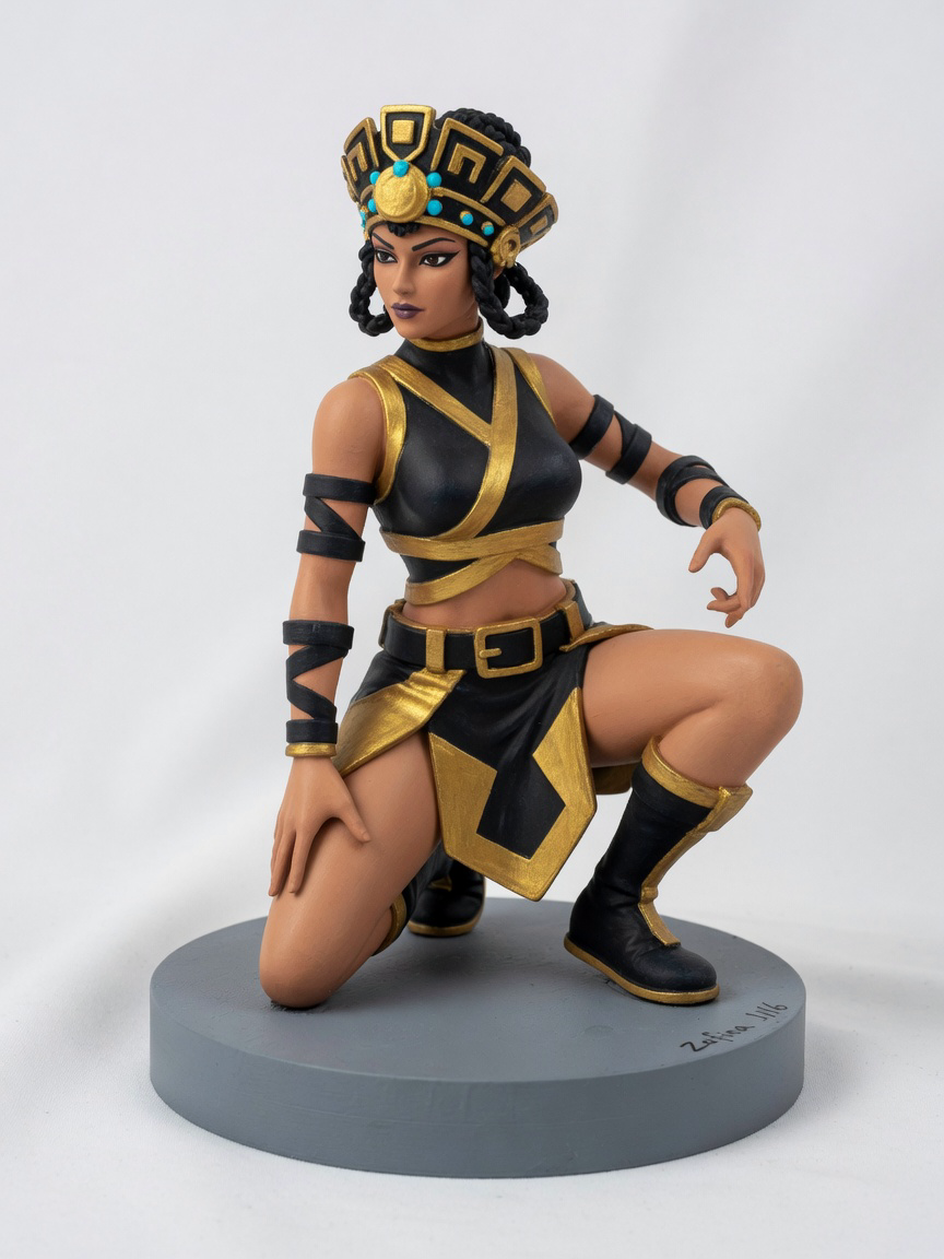Figura garage kit Zafinan · estilo Magia · heroina magica artesanal · resina pintada a mano · Garage Kit Studio