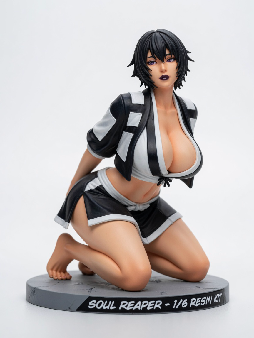 Figura garage kit Rukian Kuchiki · estilo Magia · heroina magica artesanal · resina pintada a mano · Garage Kit Studio